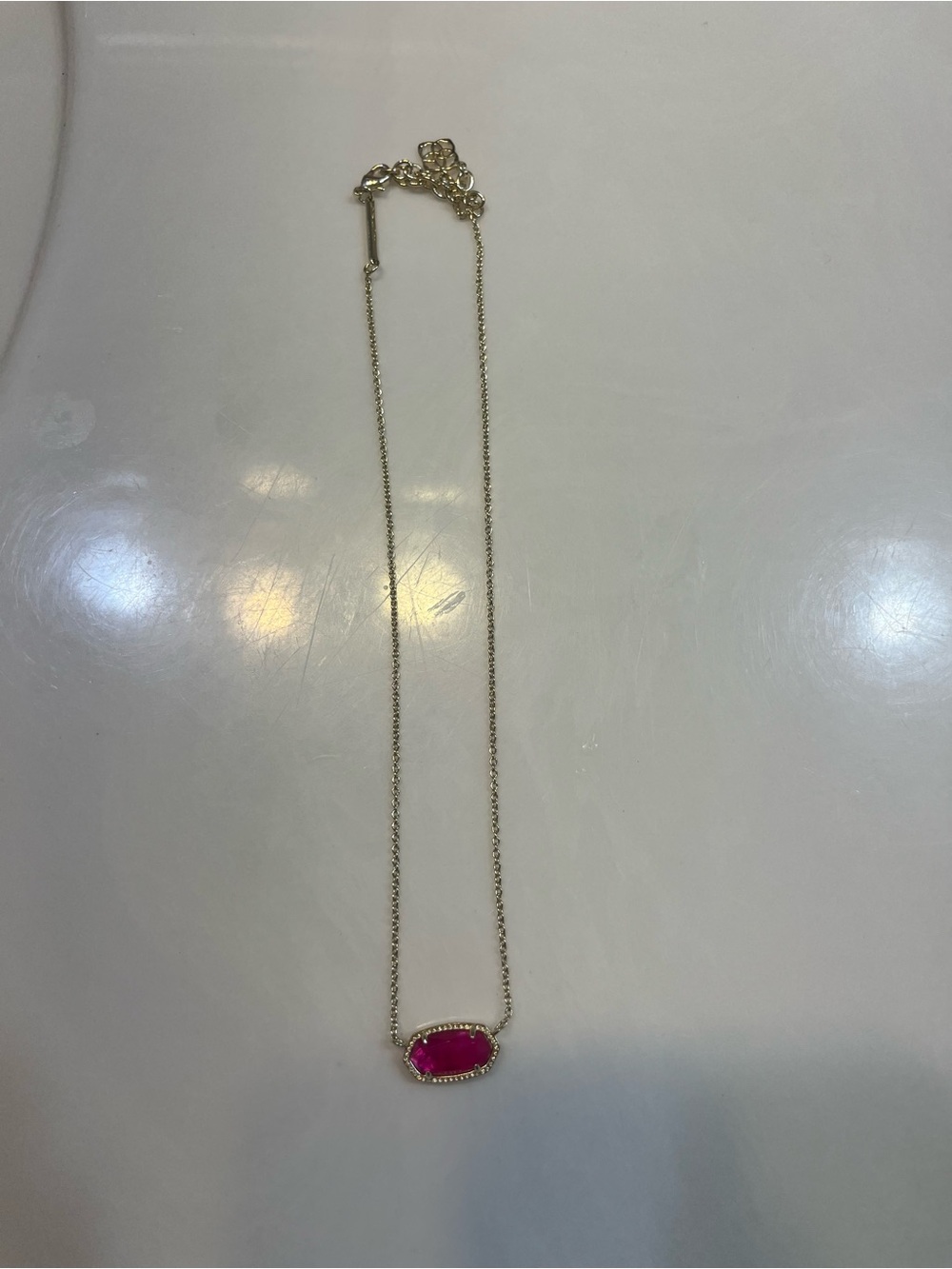 Kendra Scott Hot Pink Stone Gold Pendant Necklace